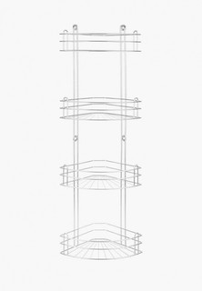Полка для ванной El Casa угловая 4-х ярусная 28,6х18х85 см Серебристая радиальная глубокая