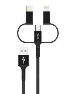 Аксессуар Pero DC-06 Universal USB - Lightning/microUSB/USB Type-C 2A 2m Black PRDC-06U2MB ПЕРО