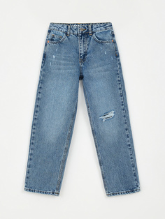 Прямые рваные джинсы для мальчиков (синий, 158) Sela
