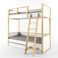 Кровати для подростков Подростковая кровать 38 Попугаев двухъярусная с выкатным ящиком и лестницей Робин Wood Лайт 190x80 см
