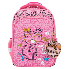 Школьные рюкзаки Brauberg Ранец Quadro 3 отделения с брелком Pink leopard 37х28х18 см