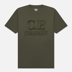 Мужская футболка C.P. Company 24/1 Jersey Blurry Logo, цвет зелёный, размер XL