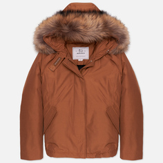 Женская куртка парка Woolrich Arctic Raccoon Short, цвет коричневый