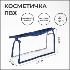 Косметичка на молнии, цвет синий/прозрачный NO Brand