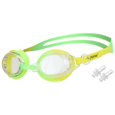 Очки для плавания детские onlytop, беруши, цвет салатовый/желтый