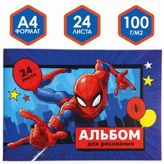 Альбом для рисования а4, 24 листа 100 г/м², на скрепке, человек-паук Marvel