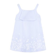 Мини-сарафан с вышивкой и оборкой на тонких бретельках Armani Junior