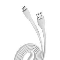 Кабель OLMIO USB 2.0 - microUSB, 1м, 2.1A, белый, плоский