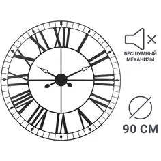 Часы настенные Atmosphera Vintage круглые металл цвет черный бесшумные ø90 см