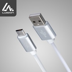 Кабель luazon, microusb - usb, 1 а, 1 м, оплетка металл, цвет: серебро