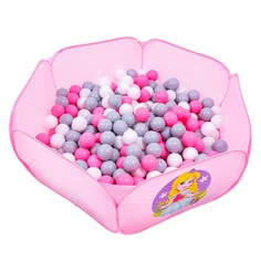 Шарики для сухого бассейна с рисунком, диаметр шара 7,5 см, набор 60 штук, цвет розовый, белый, серый Solomon