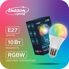 Лампа светодиодная rgb+w, с пультом , а60, 10 вт, 800 лм, е27, 220 в Luazon Lighting