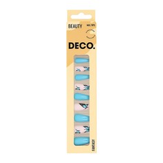 Набор накладных ногтей с клеевыми стикерами DECO. FANTASY blue butterflies 24 шт + клеевые стикеры 24 шт