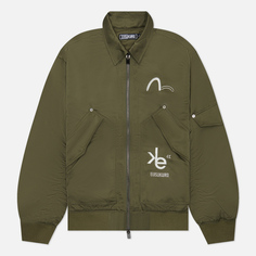 Мужская куртка бомбер Evisu Evisukuro All Over Print MA-2, цвет оливковый, размер L