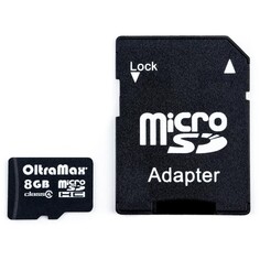 Карта памяти oltramax microsd, 8 гб, sdhc, класс 4, с адаптером sd NO Brand