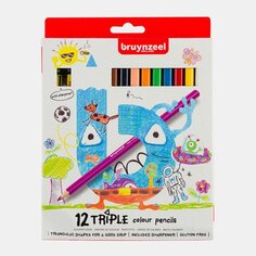 Набор цветных трехгранных карандашей Bruynzeel, 12 цветов + точилка