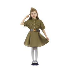 Карнавальный костюм военного: платье с коротким рукавом, пилотка, р-р 32, рост 122-128 см Страна Карнавалия