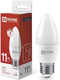 Лампа светодиодная IN HOME 4690612020495 LED-СВЕЧА-VC 11Вт свеча 4000К нейтральный, белый E27 1050лм
