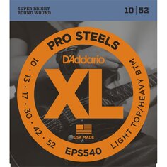 D&#039;ADDARIO EPS540 PROSTEELS LIGHT TOP/HEAVY BOTTOM 10-52 струны для электрогитары, сталь, 10-52 D'addario