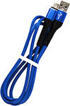 Дата-кабель mObility USB – Type-C, 3А, тканевая оплетка, синий
