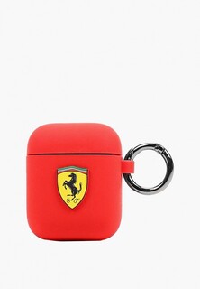 Чехол для наушников Ferrari Airpods, Silicone case with ring Red