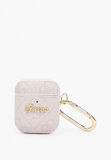 Чехол для наушников Guess Airpods, PU 4G case with metal logo and carabiner Pink