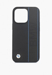 Чехол для iPhone BMW 13 Pro Signature Genuine leather Blue lines Hard Black