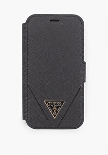 Чехол для iPhone Guess 12 mini (5.4), PU Saffiano Triangle metal logo Black