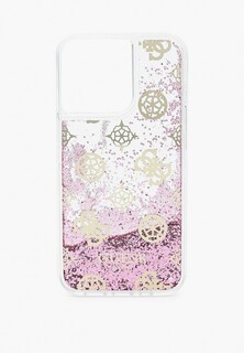Чехол для iPhone Guess 13 Pro, Liquid Glitter Peony Pink