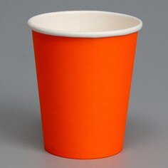 Стакан бумажный однотонный, цвет оранжевый, 250 мл, 50 шт. Страна Карнавалия