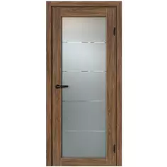 Дверь межкомнатная остекленная с замком и петлями в комплекте Толедо Орех Галант 60x200 см CPL цвет коричневый МАРИО РИОЛИ