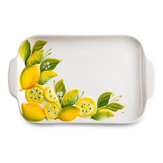 Блюдо прямоугольное с ручками Edelweiss Лимоны и цветы, 26х16 см