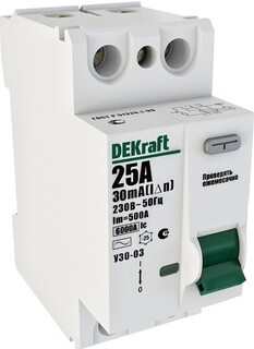 Выключатель дифференциального тока (ВДТ, УЗО) DEKraft 14063DEK УЗО-03 2P 40А 100мА AC 6кА