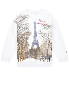 Белый свитшот с фотопринтом &quot;Париж&quot; Saint Barth детский