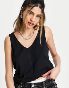 Черная хлопковая жилетка ASOS DESIGN Ultimate с круглым вырезом - BLACK