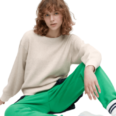 Свитшот Uniqlo Waffle Crew Neck Long-Sleeve T-Shirt, светло-бежевый