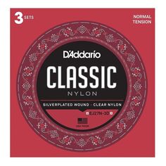 Струны D&apos;Addario EJ27N Student для классической нейлоновой гитары нормальное натяжение (калибр .0029-.045) D'addario