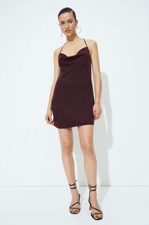 Короткое платье на бретелях H&amp;M, темно-бордовый H&M