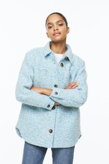 Куртка-рубашка из смесовой шерсти H&amp;M, светло-голубой мергель H&M