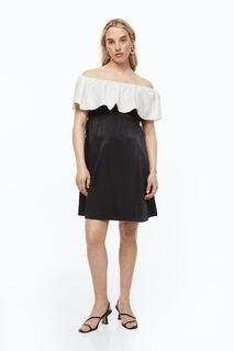 МАМА Платье с открытыми плечами H&amp;M, черно-белый H&M