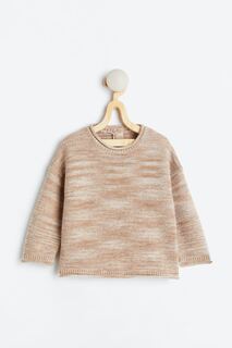 Хлопковый свитер левой вязки H&amp;M, серо-бежевый меланж H&M