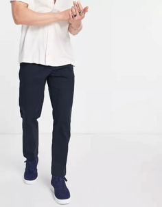 Узкие брюки Pull&amp;Bear Chinos Basic, темно-синий