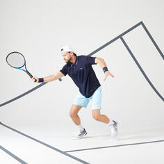 Мужская теннисная рубашка поло с коротким рукавом - Сухая темно-синяя ARTENGO, черный синий