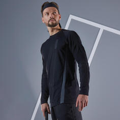 Мужская футболка с длинным рукавом для тенниса - Thermic black ARTENGO, черный/ледяной серый