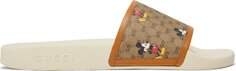 Сандалии Disney x Gucci GG Slide Mickey Mouse, коричневый