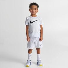 Детский комплект из футболки и шорт Nike Sportswear для малышей с двумя логотипами Swoosh, серый