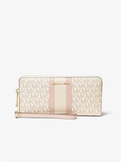 Кошелек Michael Michael Kors Logo Stripe Continental, бело-розовый