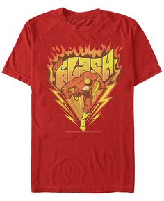 Мужская футболка с коротким рукавом с логотипом dc the flash retro fast as lightning Fifth Sun, красный