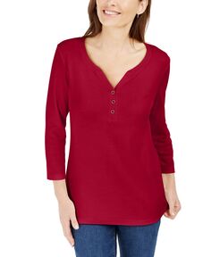 Миниатюрная рубашка henley с рукавами 3/4, созданная для macy&apos;s Karen Scott, мульти