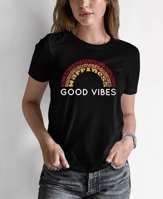 Женская футболка word art good vibes LA Pop Art, черный